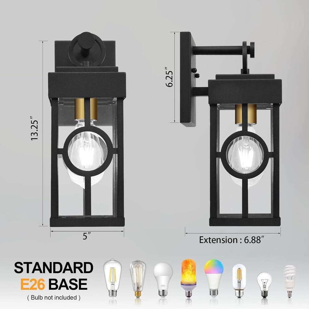 ALVIME Outdoor Wall Light Fixtures, 13 Inch Exterior Wall Lanterns, Waterproof P - Picture 4 of 5